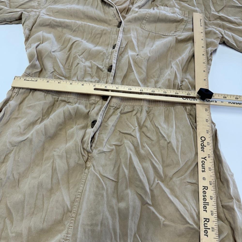 Faherty Romper Women XL Tan Arlie Linen Blend Short Sleeve Utility Linen Blend‎ - Picture 9 of 11